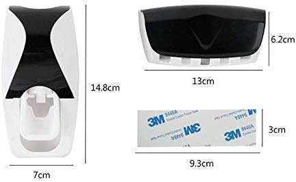 Hands Free Wall Mounted Plastic Dust Proof Automatic Toothpaste Dispenser and Detachable Hole 5 Toothbrush Holder