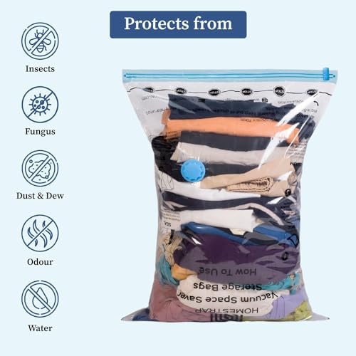 Vacuum Storage Bags with Pump //Airtight Reusable Packing Bags { Pack of 5 Bags & 1 pump}