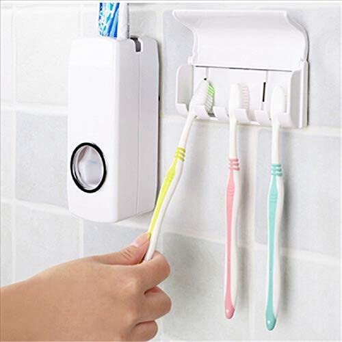 Automatic Toothpaste Dispenser and Detachable Hole 5 Toothbrush Holder