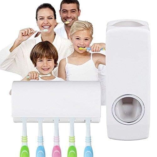 Automatic Toothpaste Dispenser and Detachable Hole 5 Toothbrush Holder