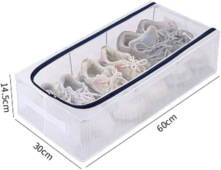 Bed Shoe Organizer with Zipper, Storage for Sneakers, Heels & Boots