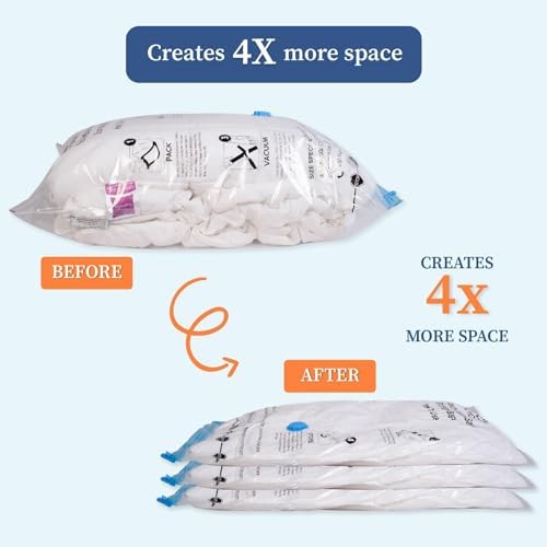 Vacuum Storage Bags with Pump //Airtight Reusable Packing Bags { Pack of 5 Bags & 1 pump}
