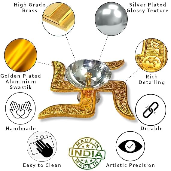 Brass Swastik Diya with Velvet Gift Box