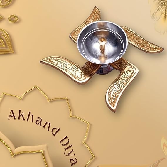 Brass Swastik Diya with Velvet Gift Box