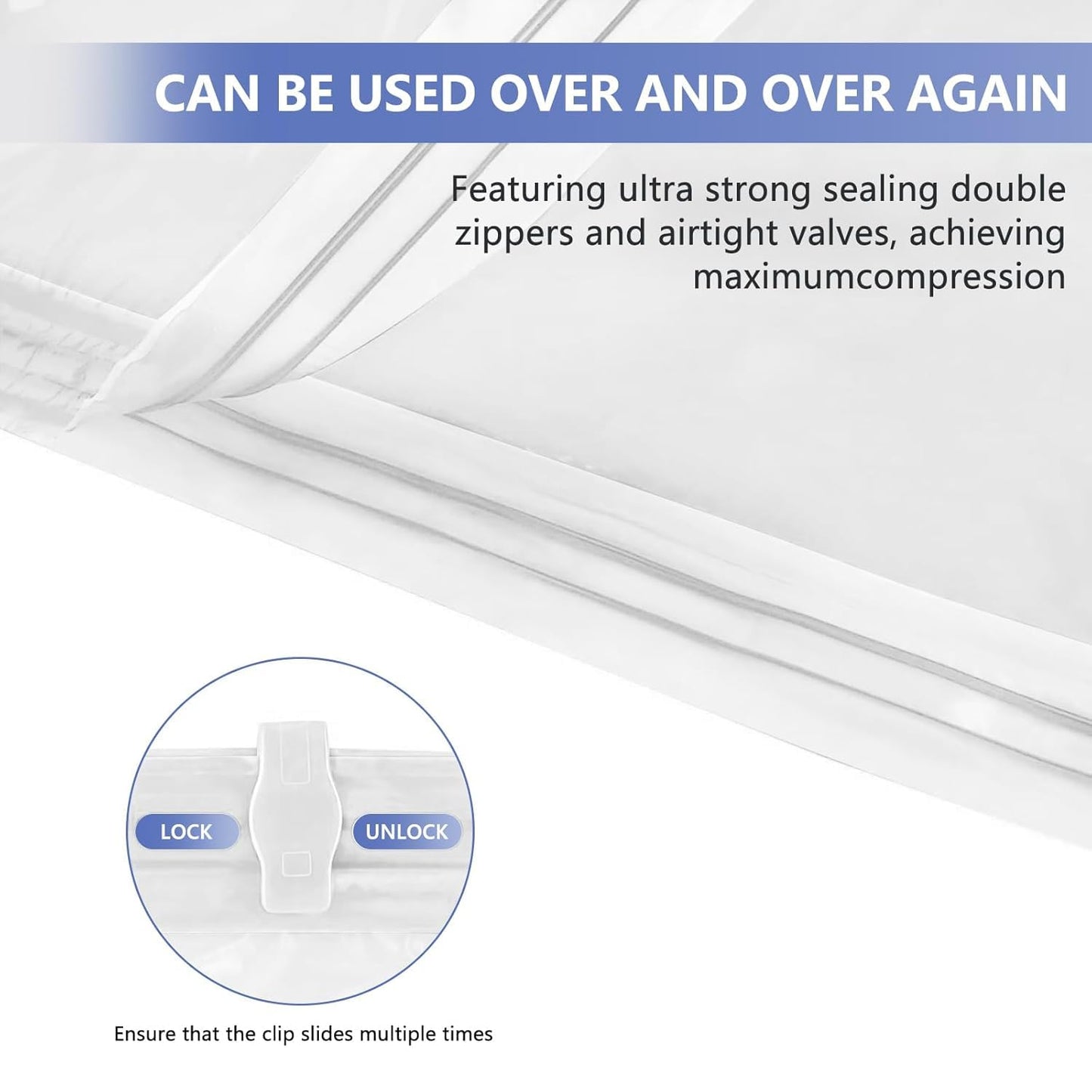 Vacuum Storage Bags with Pump //Airtight Reusable Packing Bags { Pack of 5 Bags & 1 pump}