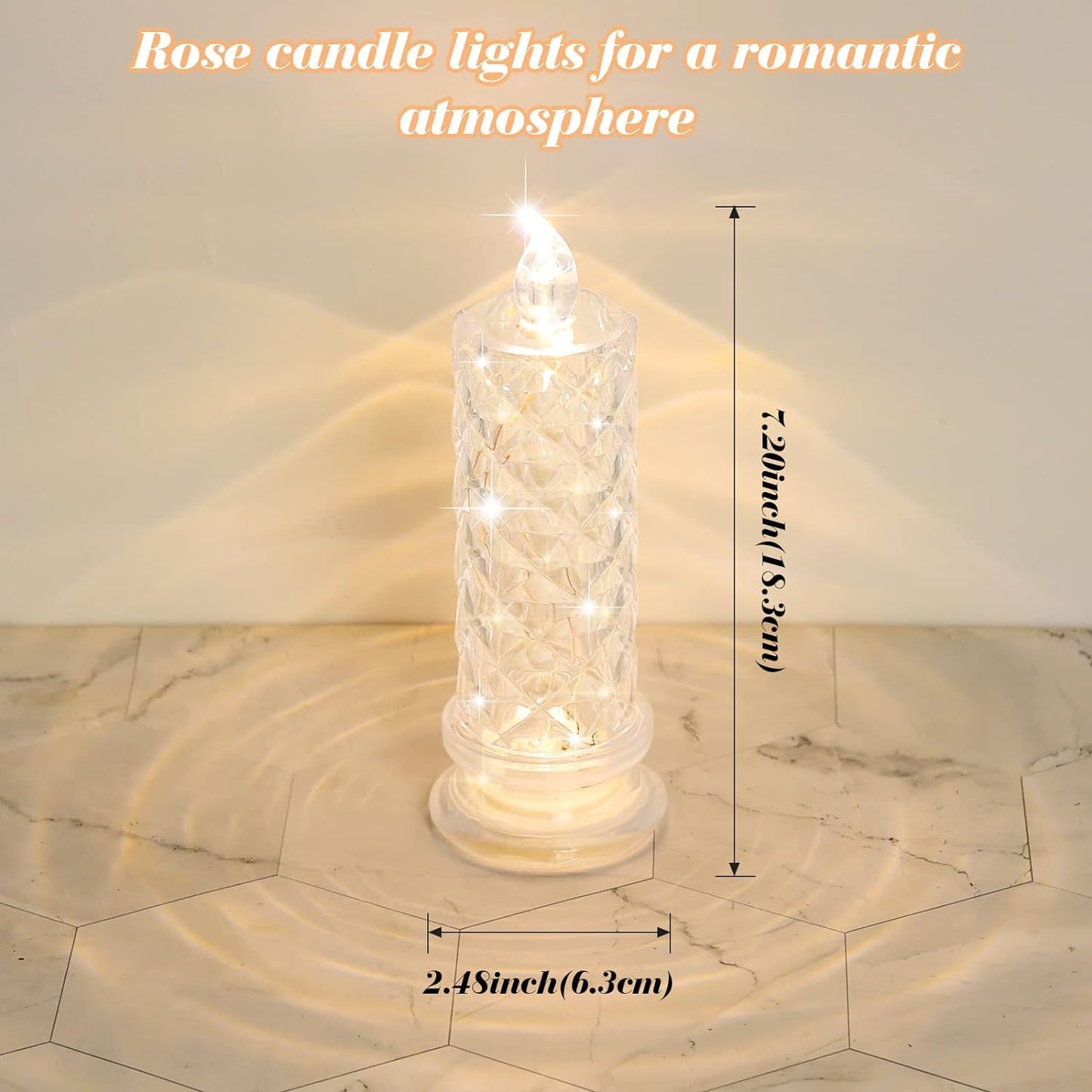 Rose Shadow Crystal LED Flameless Candles