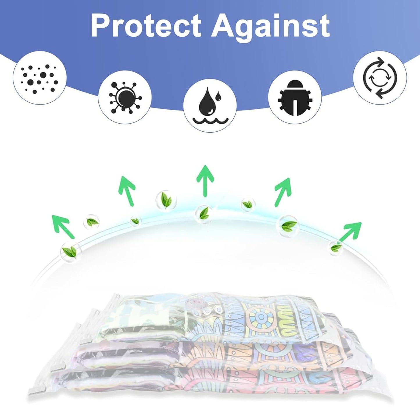Vacuum Storage Bags with Pump //Airtight Reusable Packing Bags { Pack of 5 Bags & 1 pump}