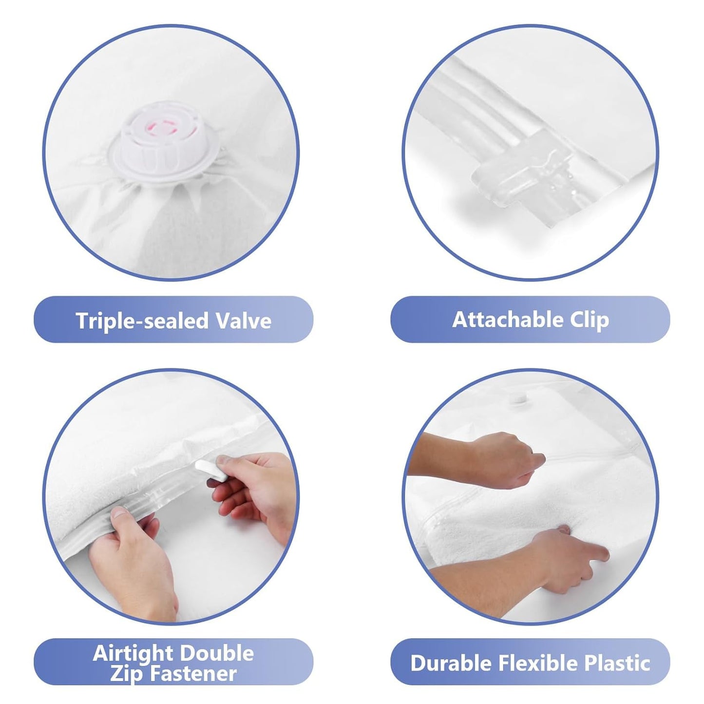 Vacuum Storage Bags with Pump //Airtight Reusable Packing Bags { Pack of 5 Bags & 1 pump}