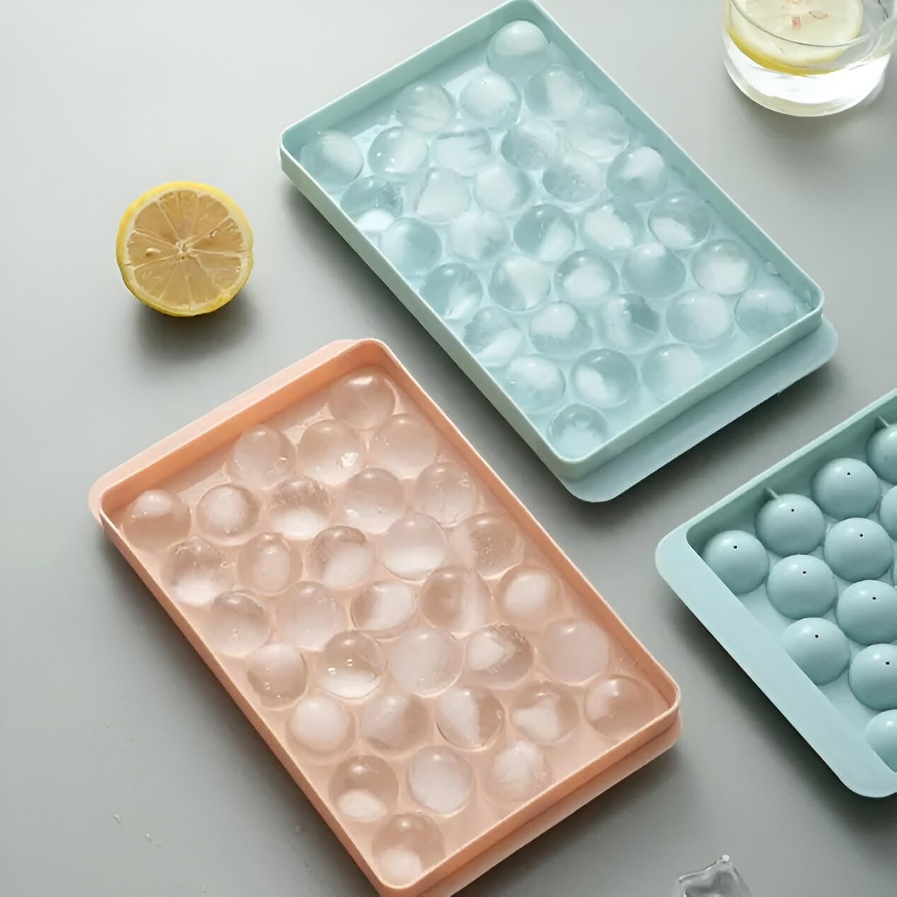 Silicone Ice Cube Tray Set 33 Round Cavities