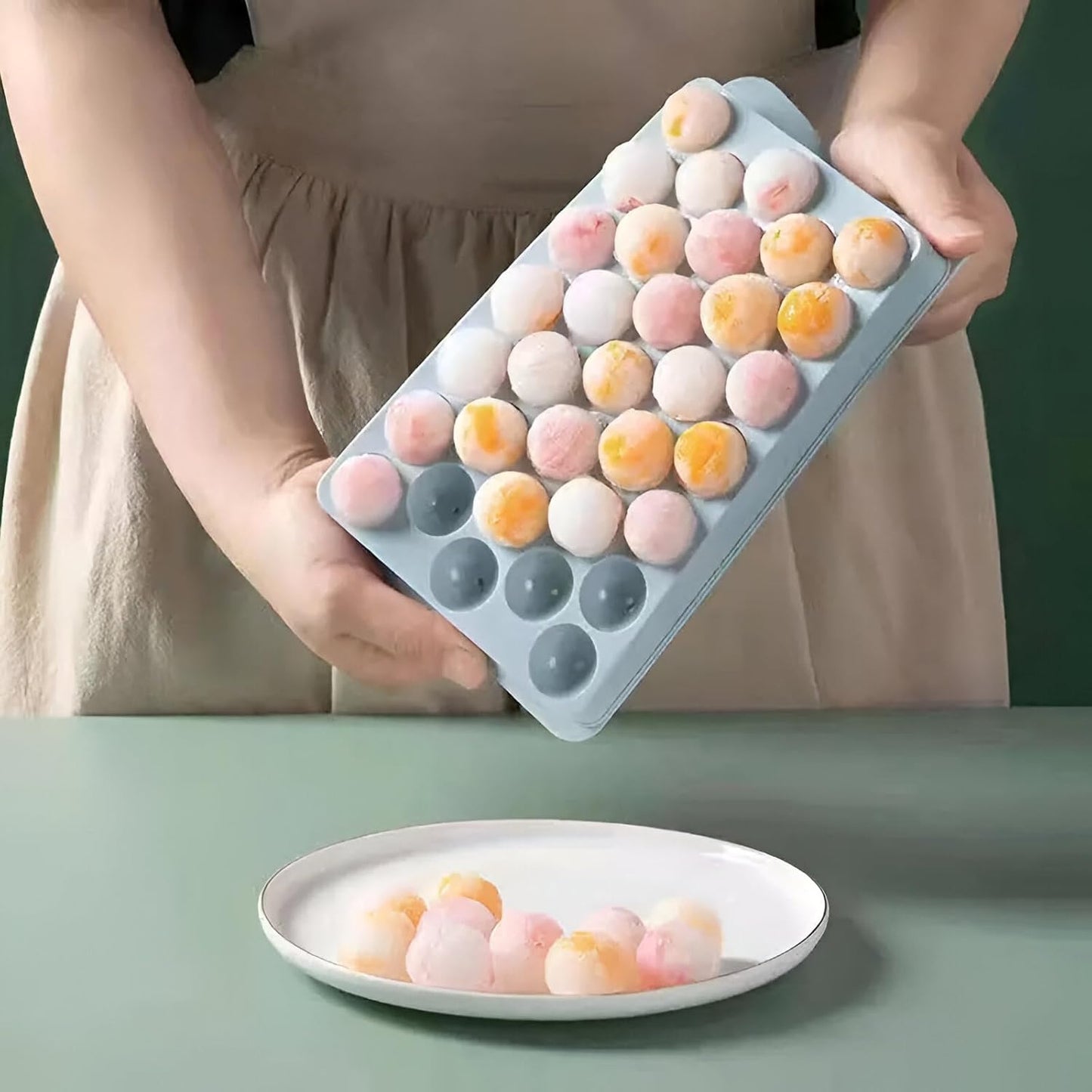 Silicone Ice Cube Tray Set 33 Round Cavities