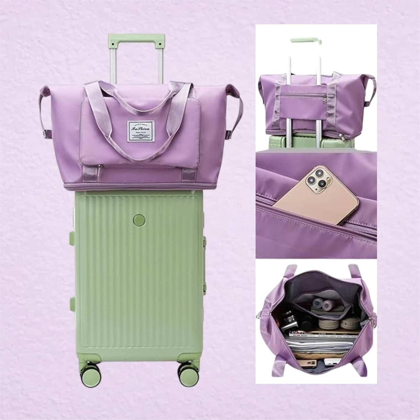Expandable Nylon Travel Bags for Women/Duffle Bags for Women Luggage/Foldable Vanity Travelling Handbags