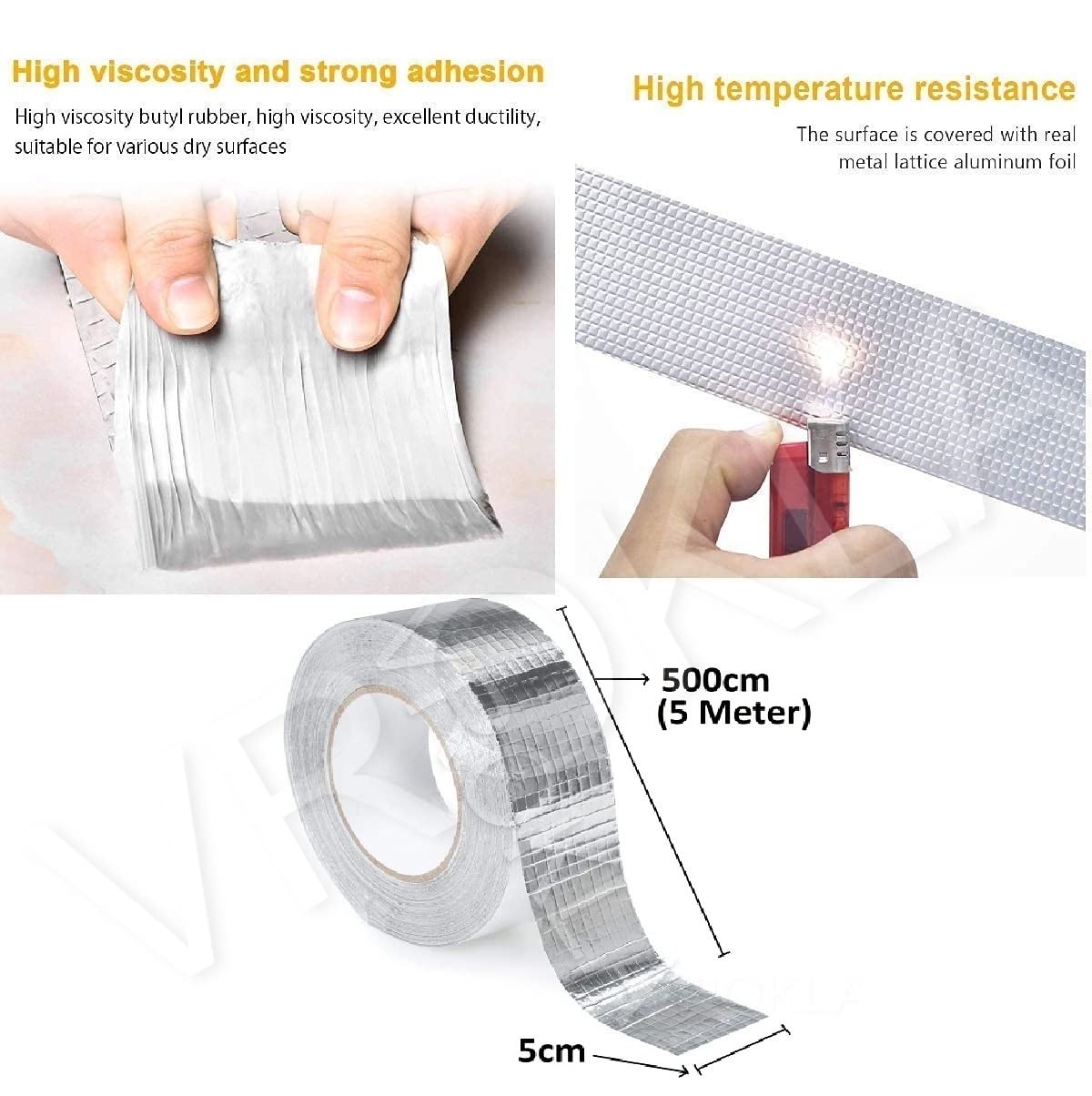 Waterproof Repair Tape for Pipe Leakage Roof Water Leakage Solution Aluminium Foil Tape Waterproof Adhesive Sealing Butyl Rubber Tape (450 gm)
