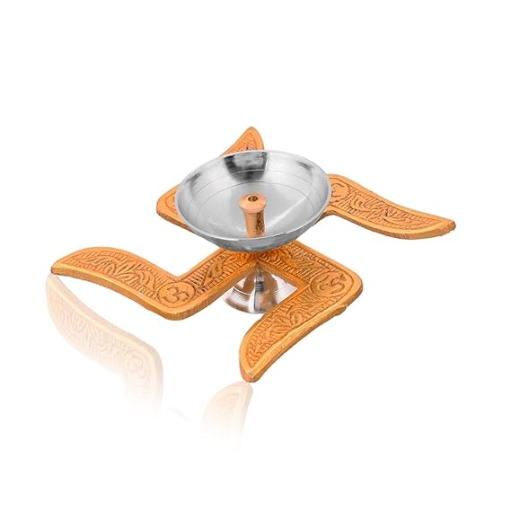 Brass Swastik Diya with Velvet Gift Box