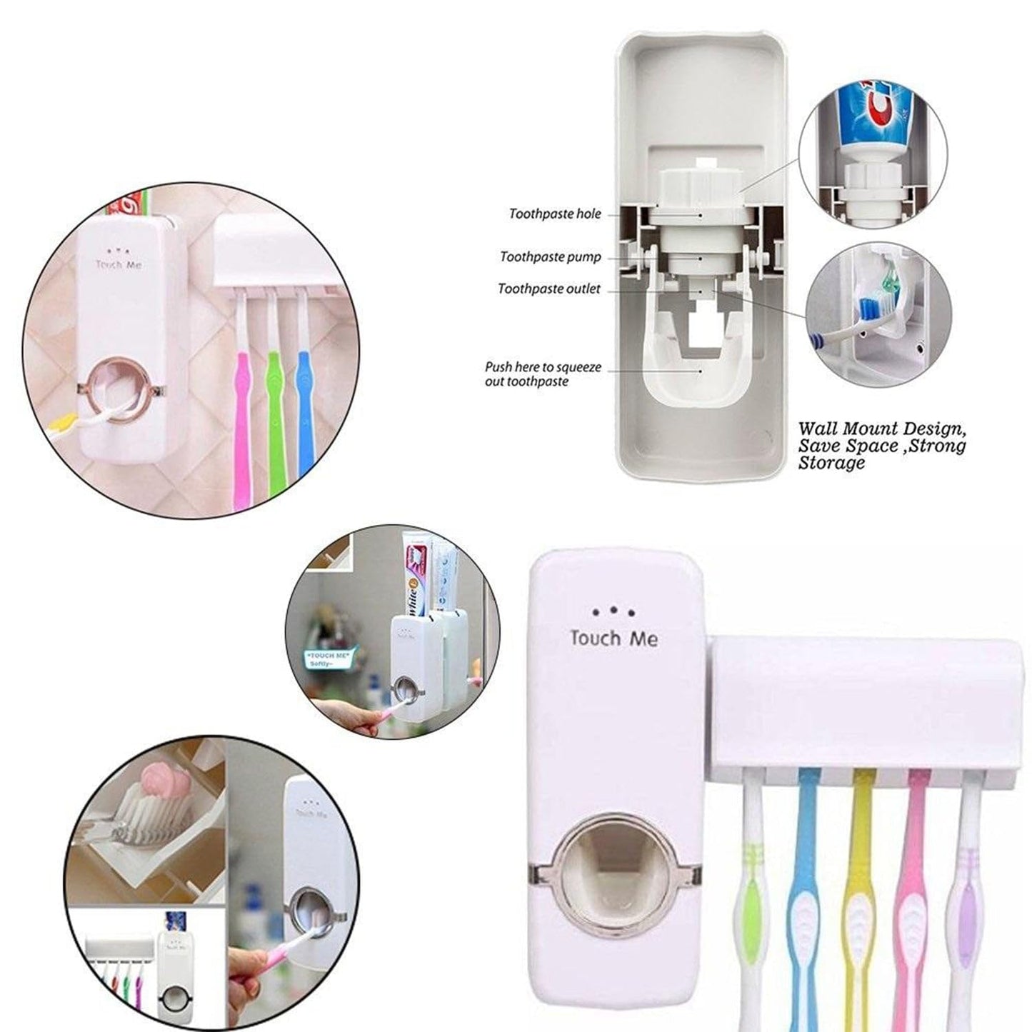 Automatic Toothpaste Dispenser and Detachable Hole 5 Toothbrush Holder