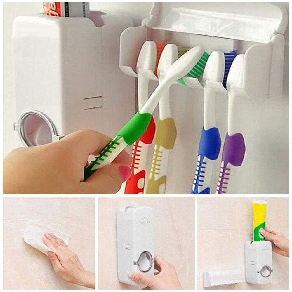 Automatic Toothpaste Dispenser and Detachable Hole 5 Toothbrush Holder