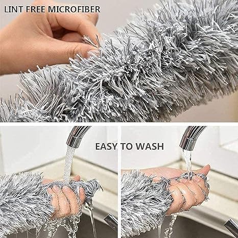 Microfiber Feather Duster Bendable & Extendable Fan Cleaning Duster with 100 inches Expandable Pole