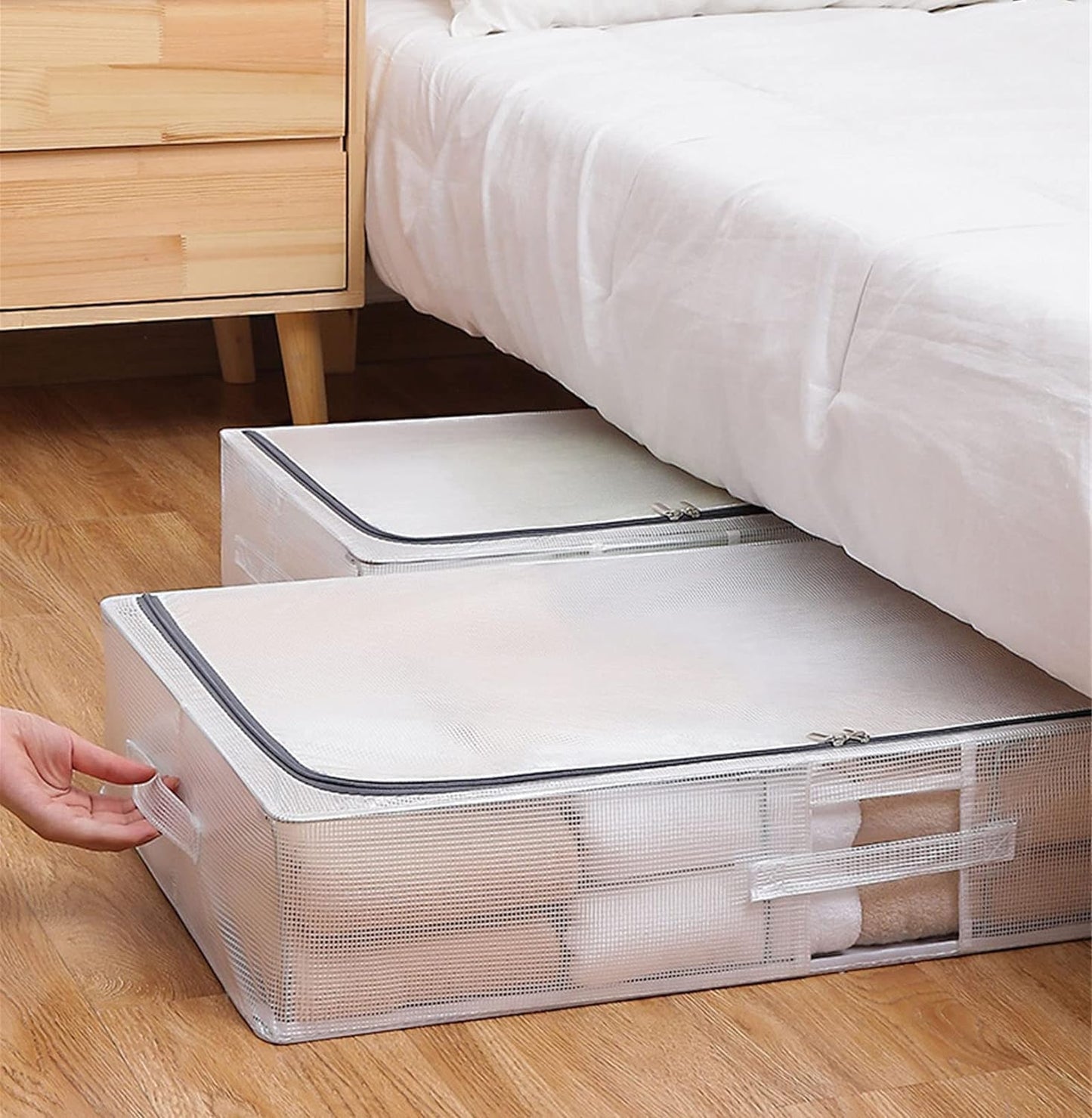Bed Shoe Organizer with Zipper, Storage for Sneakers, Heels & Boots