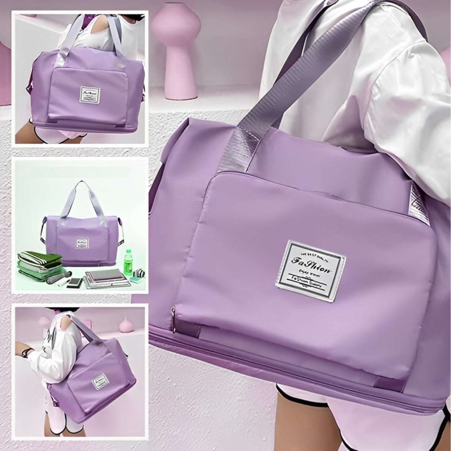 Expandable Nylon Travel Bags for Women/Duffle Bags for Women Luggage/Foldable Vanity Travelling Handbags