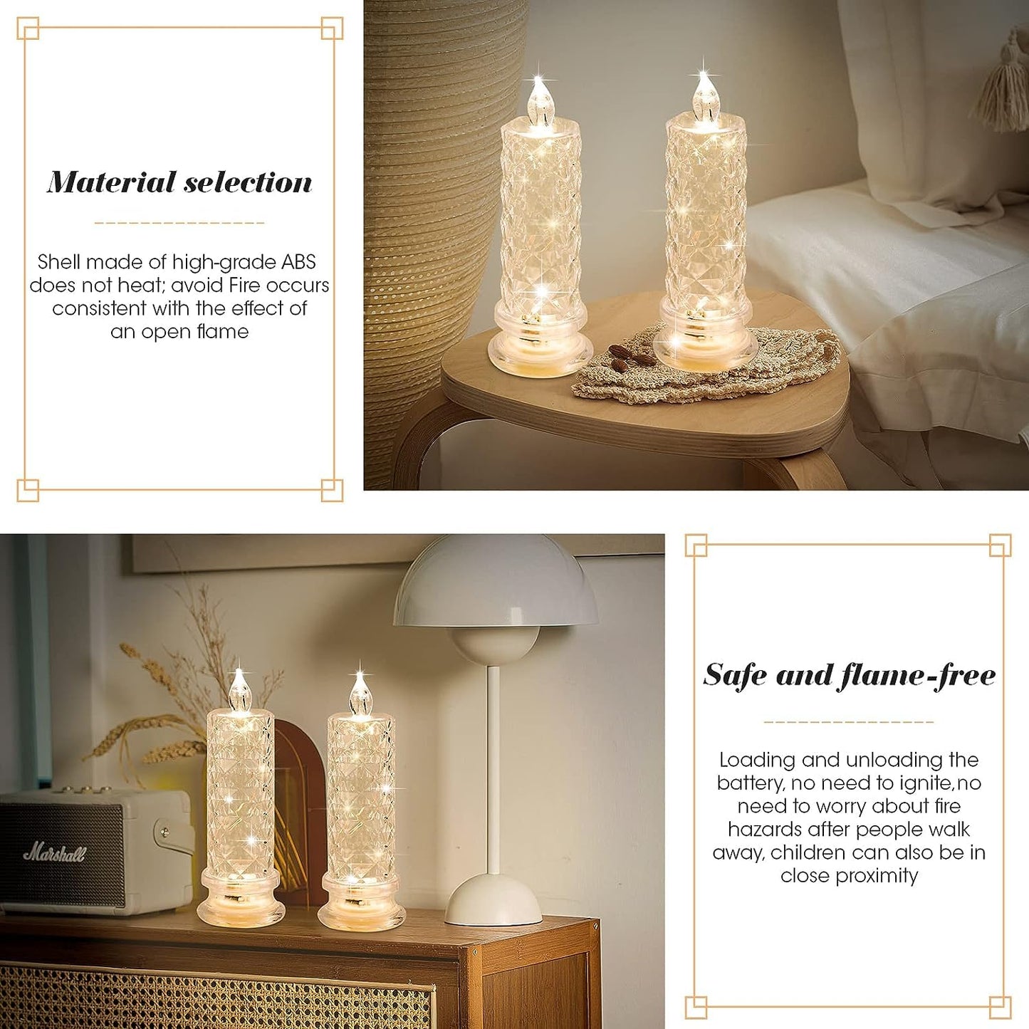 Rose Shadow Crystal LED Flameless Candles