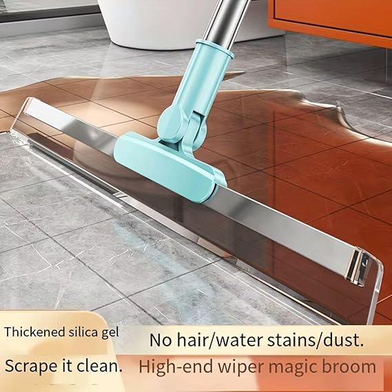 Magic Broom Sweeper for Floor Cleaning – Multifunctional Silicone Wiper Mop with Stainless Steel Extendable Handle