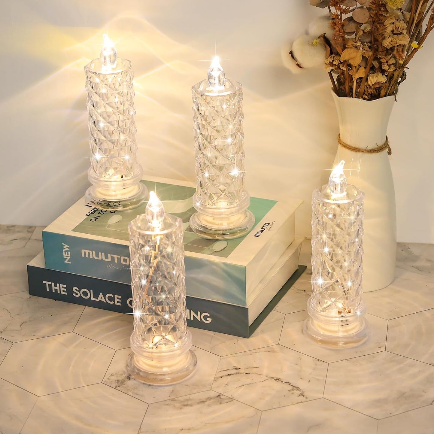 Rose Shadow Crystal LED Flameless Candles