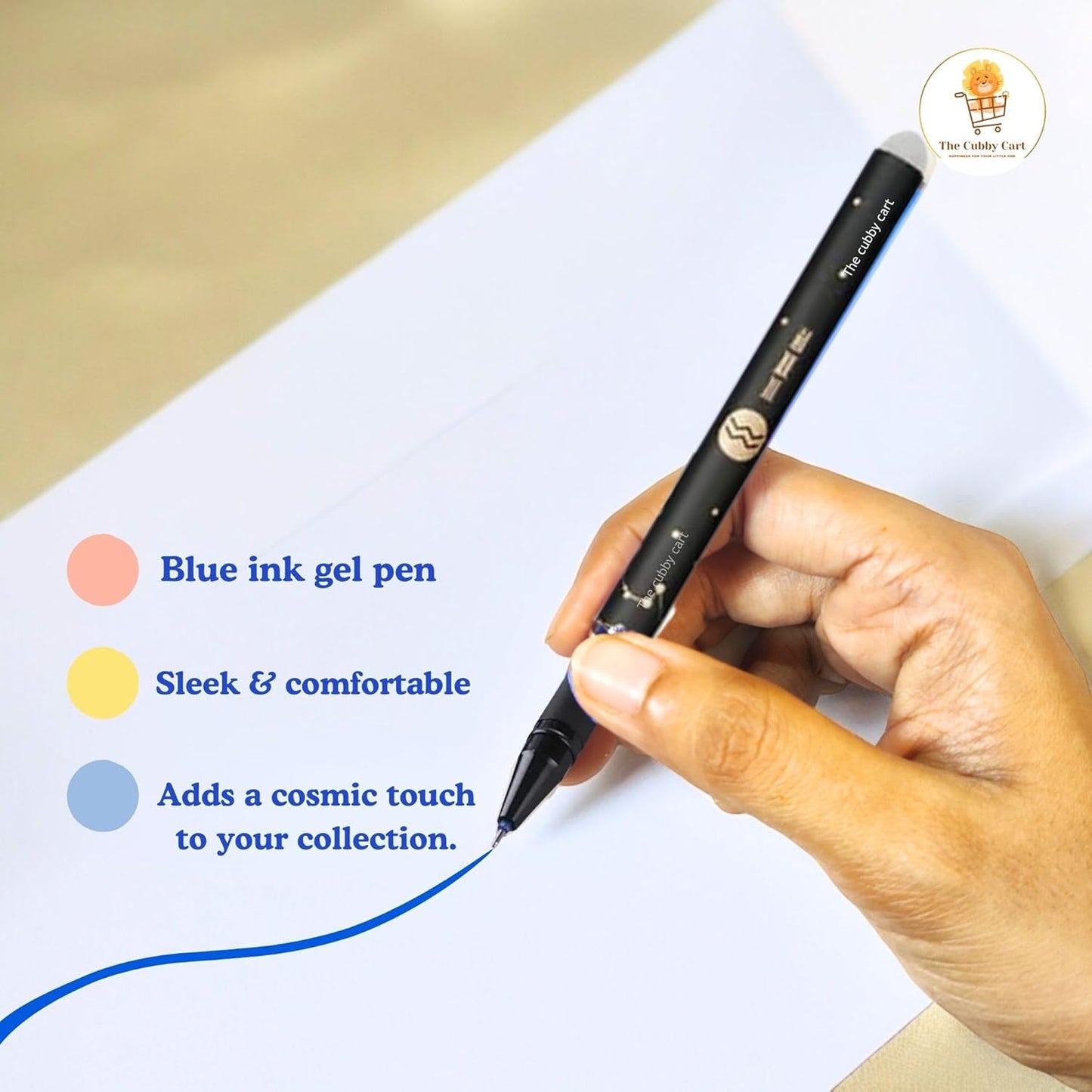 Erasable Galaxy Printed Zodiac Gel Pen with Constellation star Design, 0.5mm tip blue ink Office School Stationary Supplies { pack of 12 }
