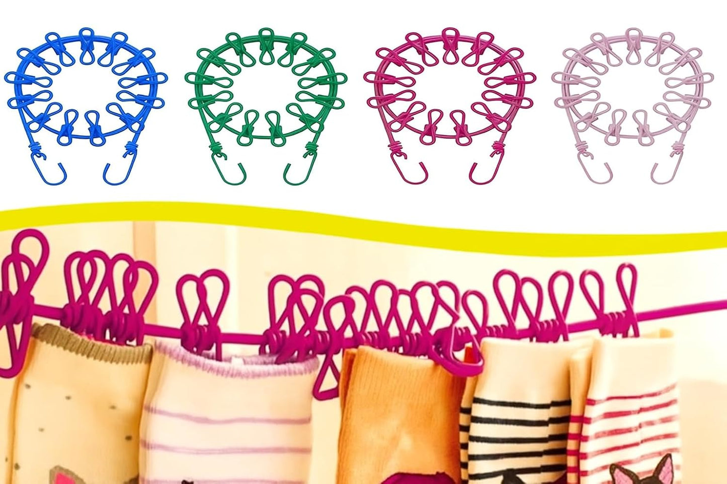 Polyester Multicolor Elastic Cloth Hanging Rope for Cloth Drying
