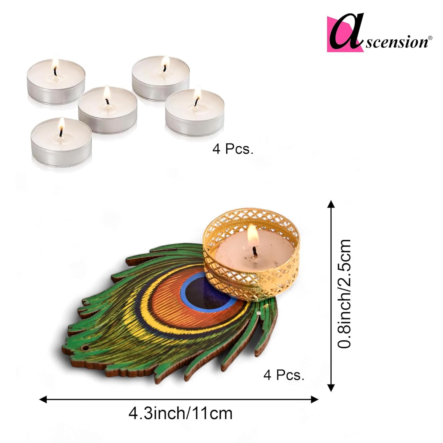 Peacock Mor Pankh Tealight Candle Holder Stand {pack of 10}