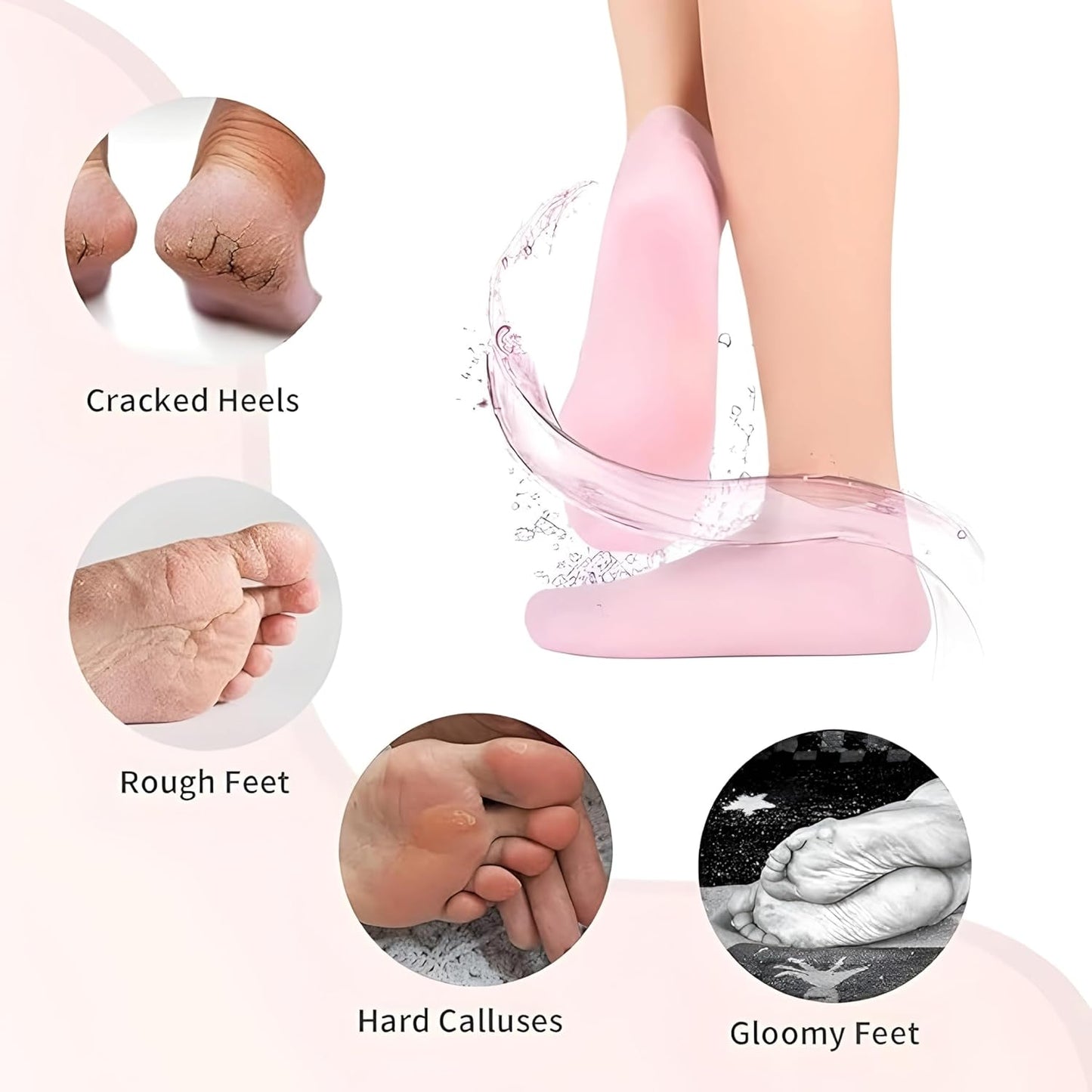 Moisturizing Silicone Gel Socks for Dry Feet Repair Deep Hydration for Cracked Skin Ultimate Foot Care Treatment for Soft & Revives Feet Overnight