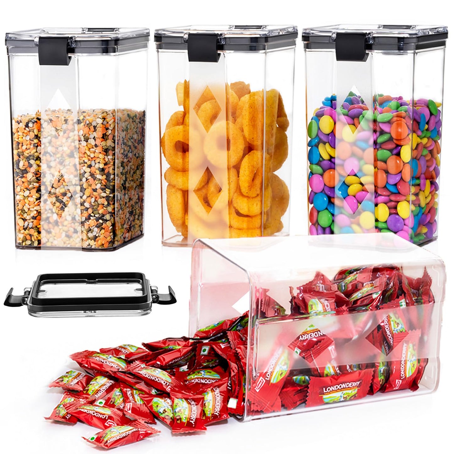 Air Tight Containers For Kitchen Storage Set, Container For Kitchen Storage Set, Kitchen Organizer And Kitchen Accessories Items & Storage (1100 ML Set Of 4)