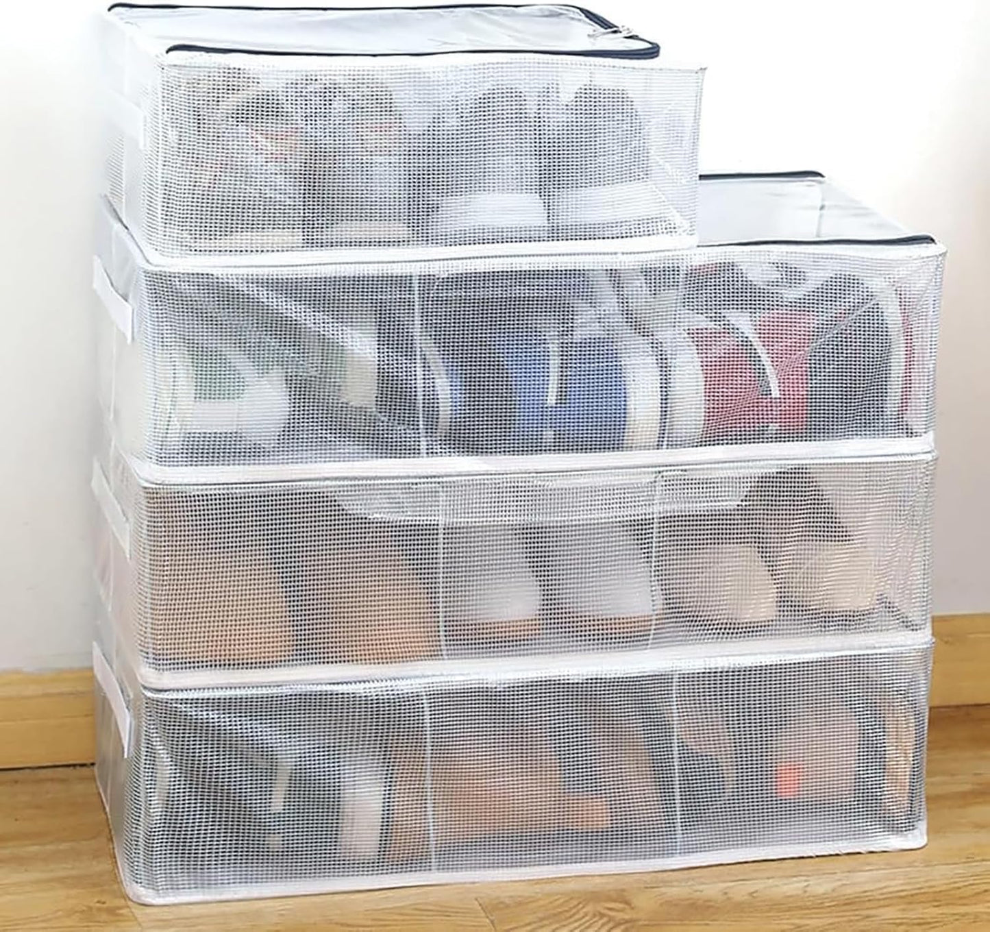 Bed Shoe Organizer with Zipper, Storage for Sneakers, Heels & Boots