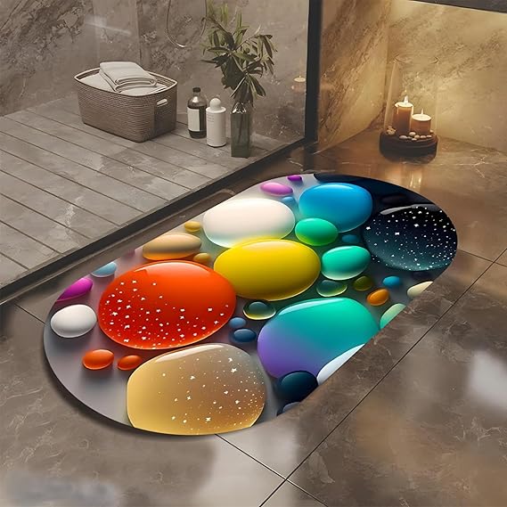 3D Patterned Anti Slip Water Soaking Floor Mat, Water Absorbent Non Slip Bath Mat
