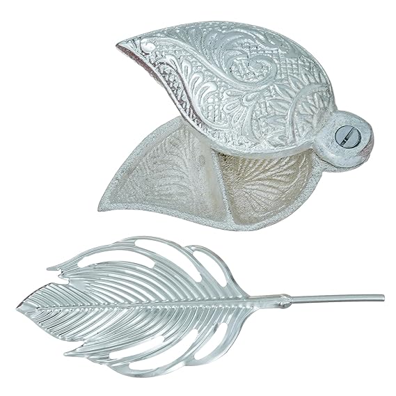 Silver Sindoor / Kumkum Pot Set with Morpankh Stick