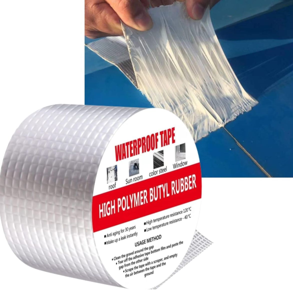 Waterproof Repair Tape for Pipe Leakage Roof Water Leakage Solution Aluminium Foil Tape Waterproof Adhesive Sealing Butyl Rubber Tape (450 gm)