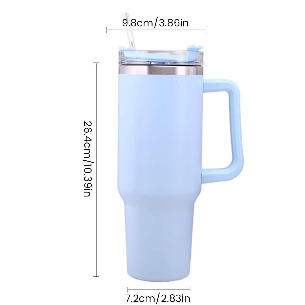 Hot and Cold Tumbler with Handle and Straw Lid Double Insulated Cup Reusable Stainless Steel Water Bottle