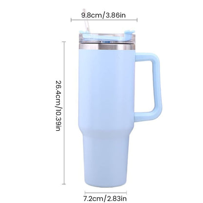 Hot and Cold Tumbler with Handle and Straw Lid Double Insulated Cup Reusable Stainless Steel Water Bottle