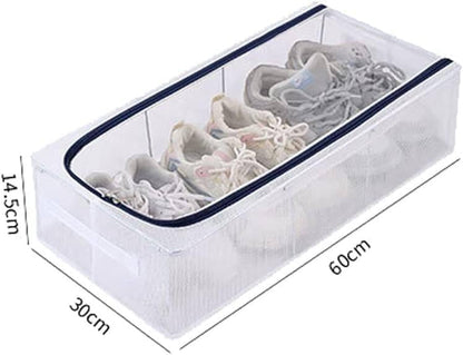 Bed Shoe Organizer with Zipper, Storage for Sneakers, Heels & Boots