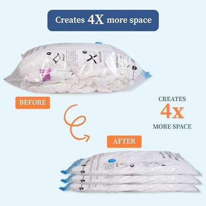 Vacuum Storage Bags with Pump //Airtight Reusable Packing Bags { Pack of 5 Bags & 1 pump}