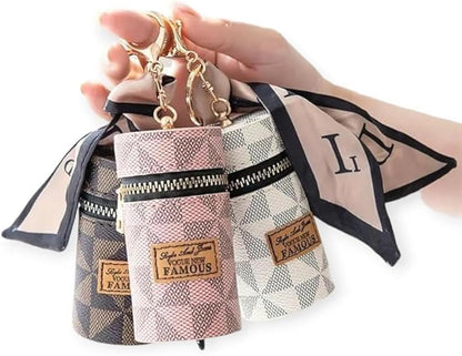 Mini Leather Coin Purse Lipstick Pack Keychain