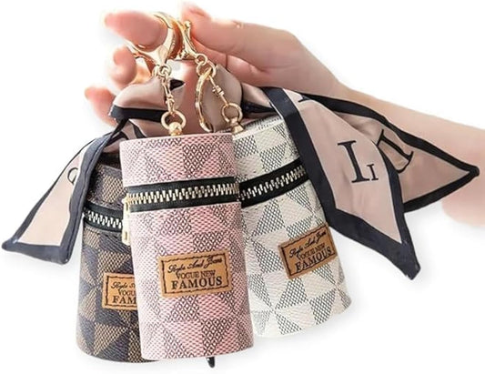 Mini Leather Coin Purse Lipstick Pack Keychain