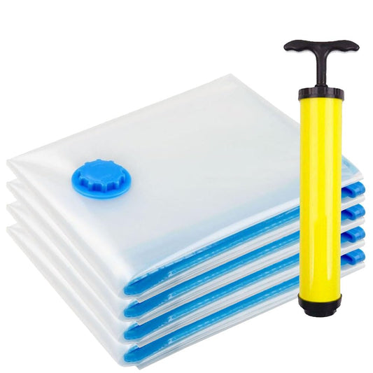 Vacuum Storage Bags with Pump //Airtight Reusable Packing Bags { Pack of 5 Bags & 1 pump}