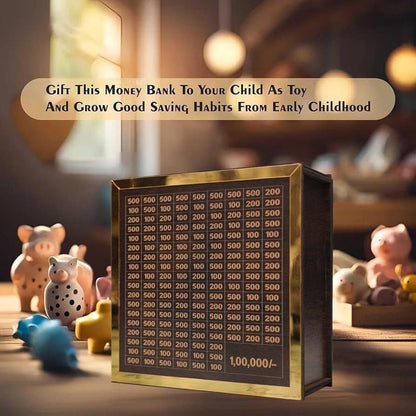 Money Saving Piggy Box Wooden Coin Box  / Piggy Bank Money Saver with Numbers