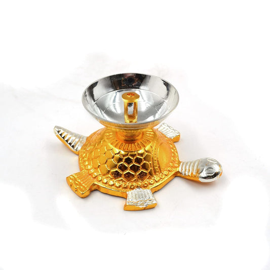 Brass Diya Akhand Deep Tortoise Diya Vilakku Oil Diya with Velvet Box for Diwali