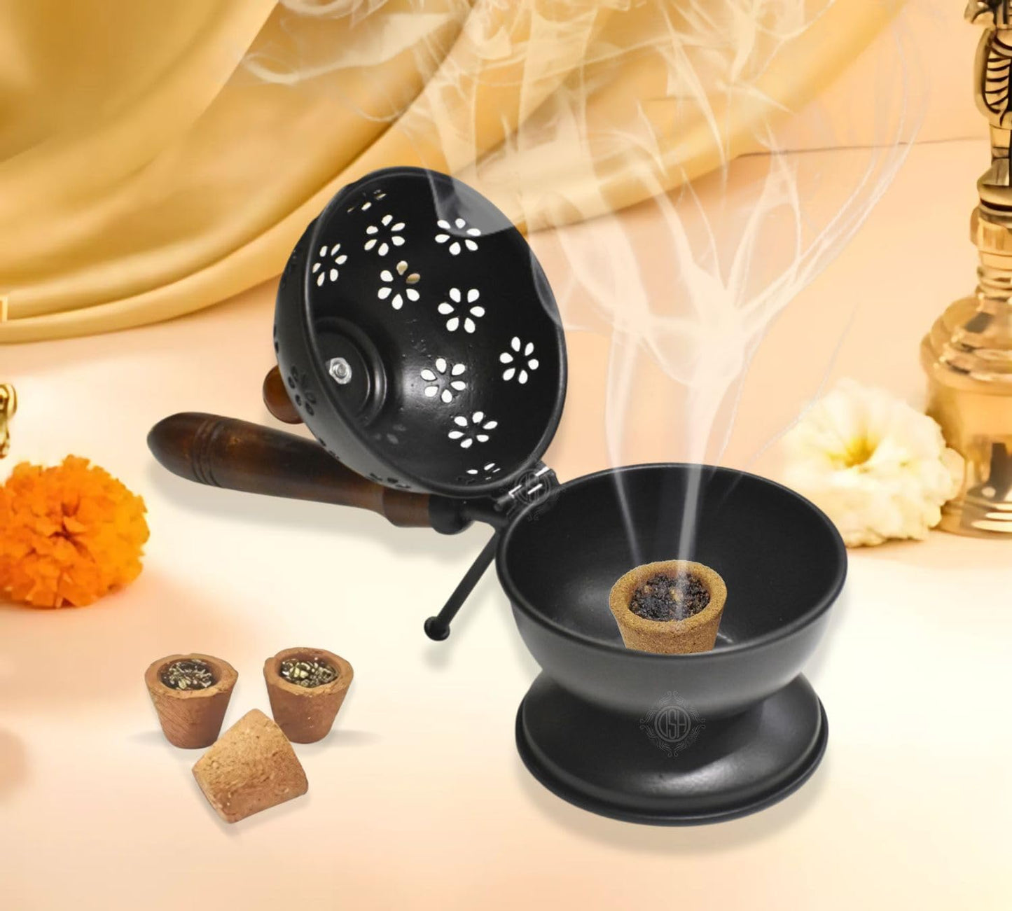 Metal Dhoop Holder Incense Burner Loban Dani Dhoop Dani Aarti Metal Loban Dhoop Dani/Dhoop Dani Stand Burner for Home Office Temple Puja