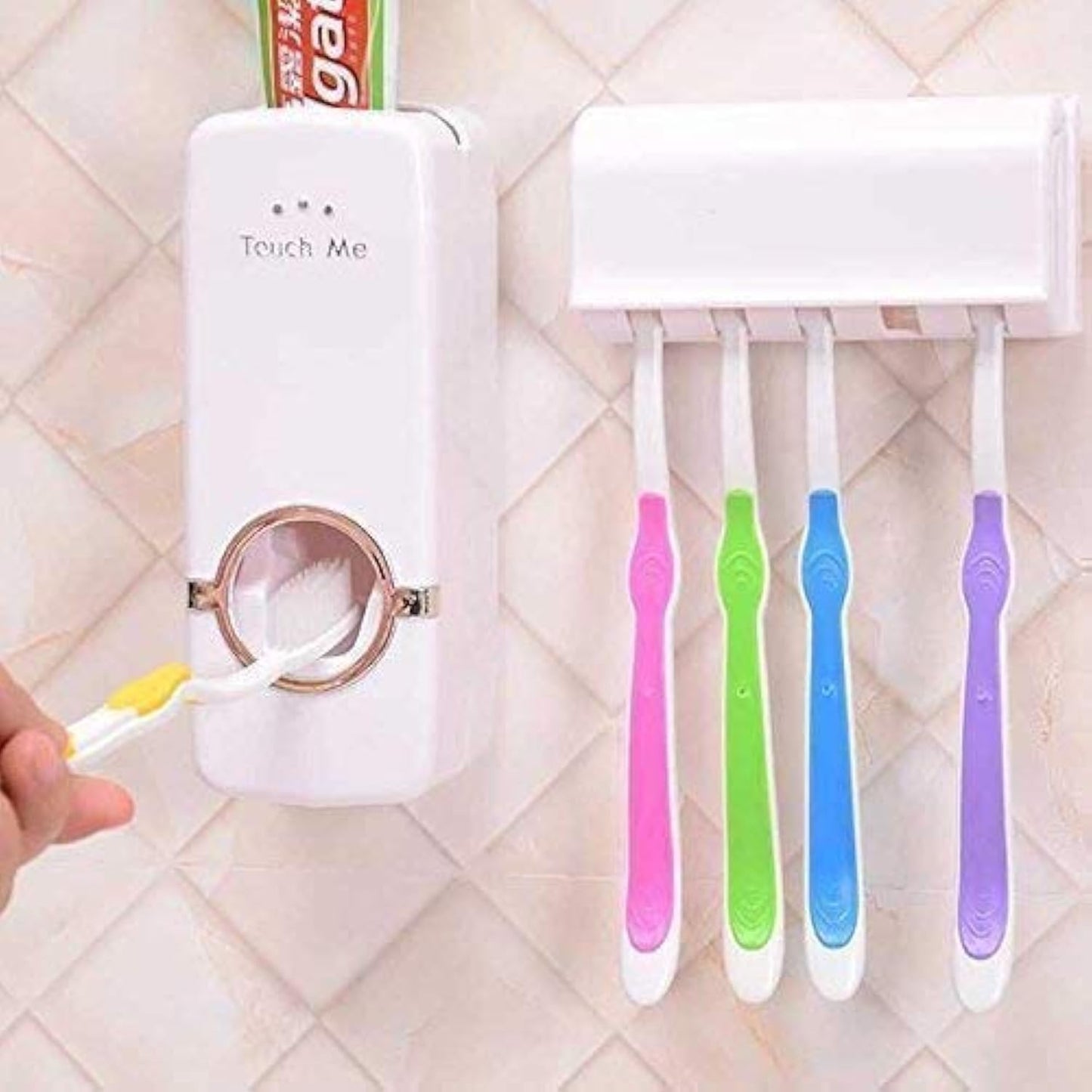 Automatic Toothpaste Dispenser and Detachable Hole 5 Toothbrush Holder