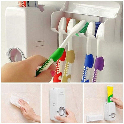 Automatic Toothpaste Dispenser and Detachable Hole 5 Toothbrush Holder