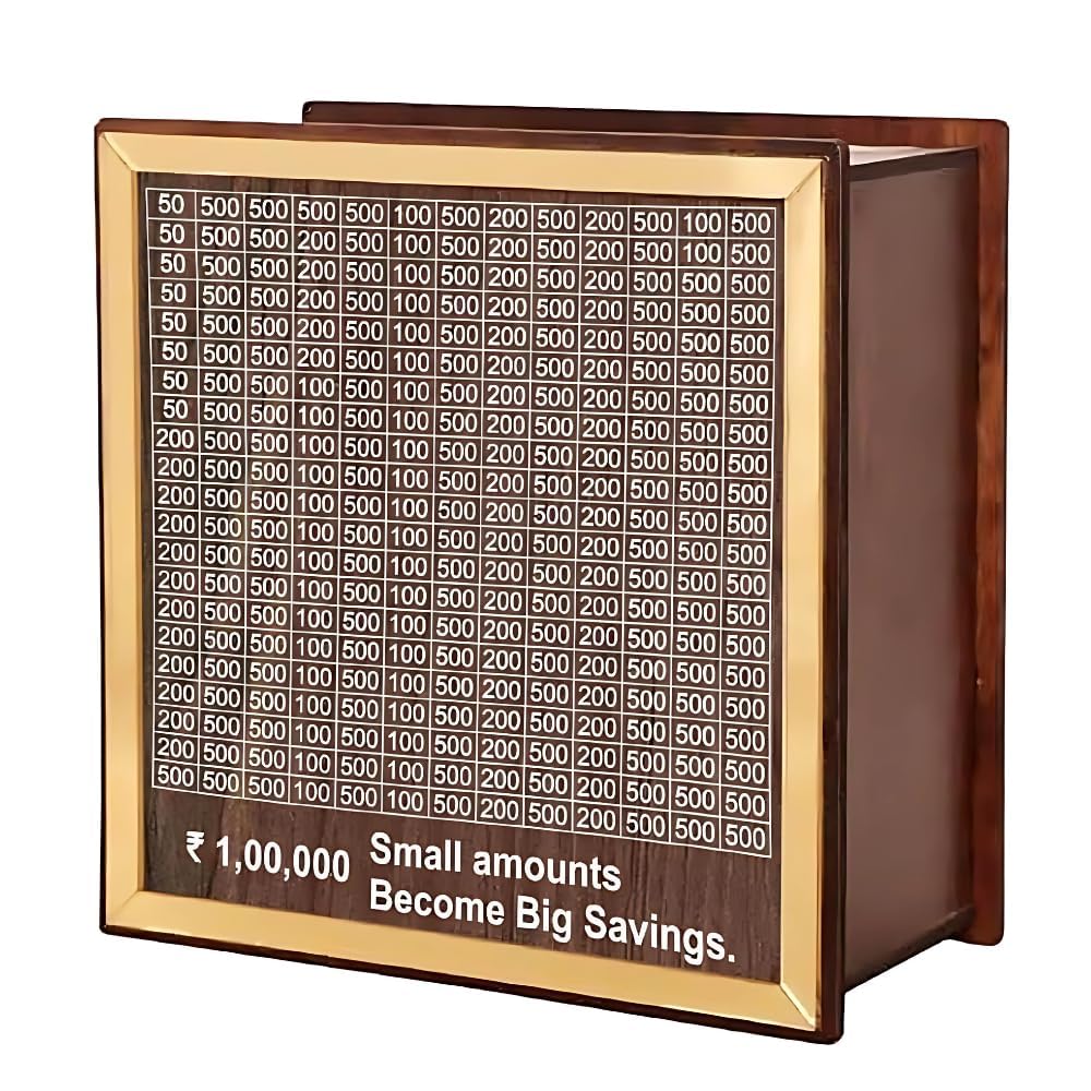 Money Saving Piggy Box Wooden Coin Box  / Piggy Bank Money Saver with Numbers