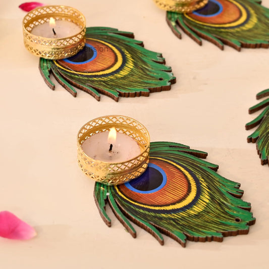 Peacock Mor Pankh Tealight Candle Holder Stand {pack of 10}