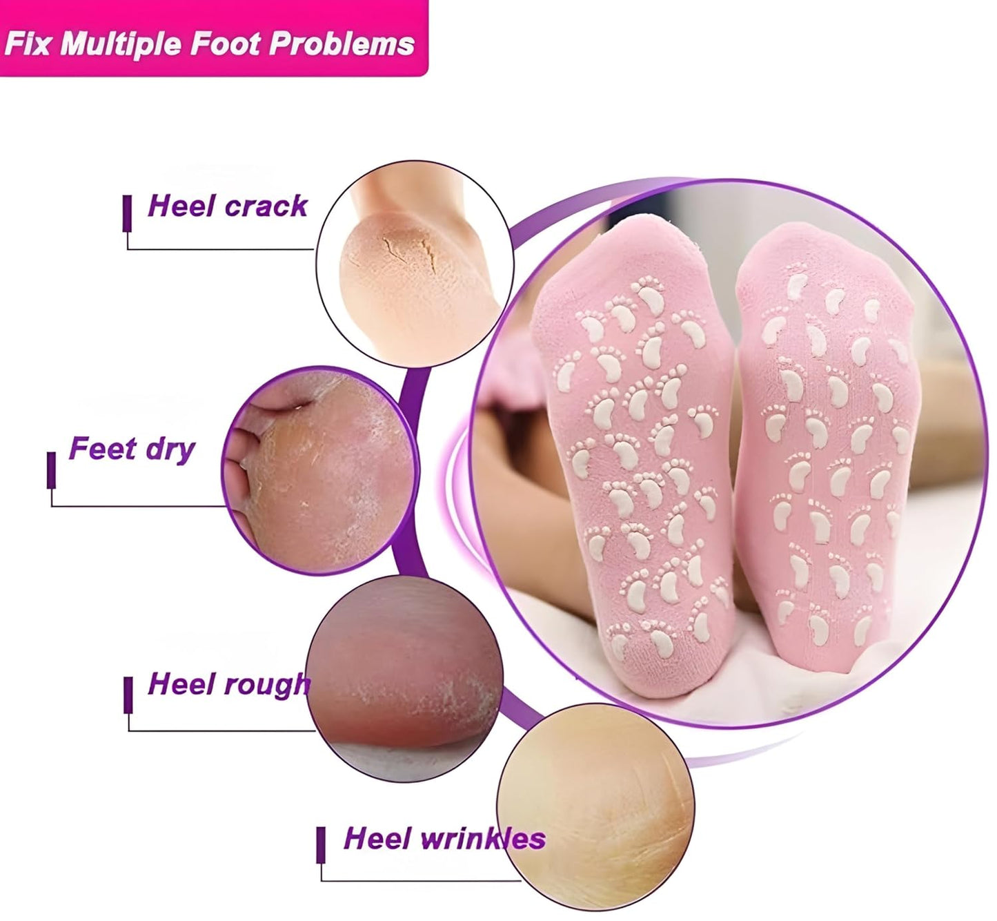 Moisturizing Silicone Gel Socks for Dry Feet Repair Deep Hydration for Cracked Skin Ultimate Foot Care Treatment for Soft & Revives Feet Overnight
