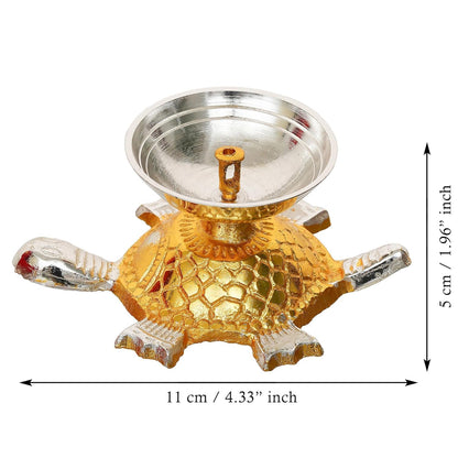 Brass Diya Akhand Deep Tortoise Diya Vilakku Oil Diya with Velvet Box for Diwali
